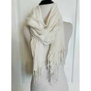 Los Angeles Boutique White Cotton Knit Lightweight Wrap Scarf Pashmina Shawl